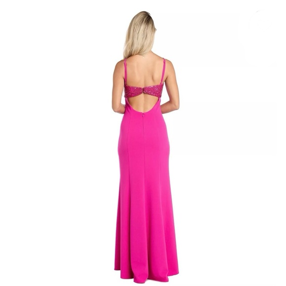 Morgan and Co One-Shoulder Sequin maxi Dress room formal homecoming Barbie - Picture 8 of 10